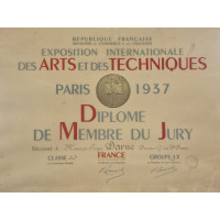 ANTIQUITES REGIS DARNE DIPLOME DE MEMBRE DU JURY EXPOSITION ARTS ET TECHNIQUE PARIS 1937 {PRODUCT_REFERENCE} - 1