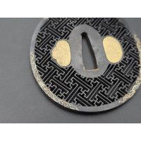 Art du Japon ANTIQUE TSUBA EN SHAKUDO MUMEI MOTIF SAYAGATA SWASTIKA - JAPON XIXè MEIJI {PRODUCT_REFERENCE} - 3