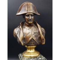 ANTIQUITES BRONZE A L'EFFIGIE DE L'EMPEREUR NAPOLEON SUR SOCLE MARBRE VERT FONDEUR JULLIEN PARIS - FRANCE XIXè {PRODUCT_REFERENC