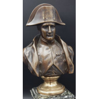 ANTIQUITES BRONZE A L'EFFIGIE DE L'EMPEREUR NAPOLEON SUR SOCLE MARBRE VERT FONDEUR JULLIEN PARIS - FRANCE XIXè {PRODUCT_REFERENC