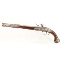 Armes de Poing LONG PISTOLET A SILEX ITALIEN DE BERNARDINO POUR L'EXPORT MONTURE ARGENT {PRODUCT_REFERENCE} - 2