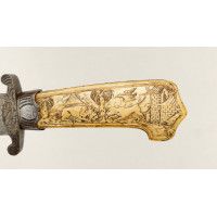 Armes Blanches LONGUE DAGUE DE CHASSE / VENERIE FRANCE XVIIIè POIGNEE SCULPTE {PRODUCT_REFERENCE} - 9