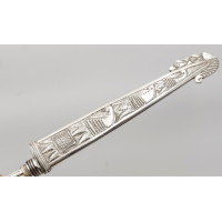 Coutellerie COUTEAU KNIFE CUCHILLO GAUCHO ARGENTIN EN ARGENT SIGNATURE SCHOLBERG & CIA  FELOTAS A LIEGE 1880 / 1890 - BELGIQUE X