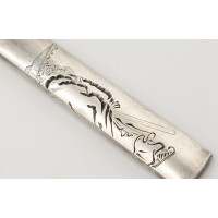 Art du Japon KOZUKA EN ARGENT ACCESSOIRE POUR SABRE JAPONAIS TANTO AIKUCHI WAKIZASHI KATANA - JAPON EDO PERIOD {PRODUCT_REFERENC